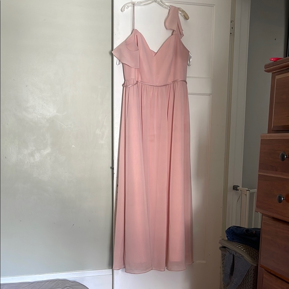 Christina Wu Pink Maxi Spaghetti Strap Sweetheart Off the Shoulder in Rose